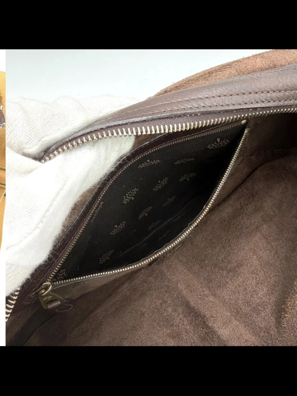 Mulberry Dark Brown Leather Messenger with Tan Canvas Strap
